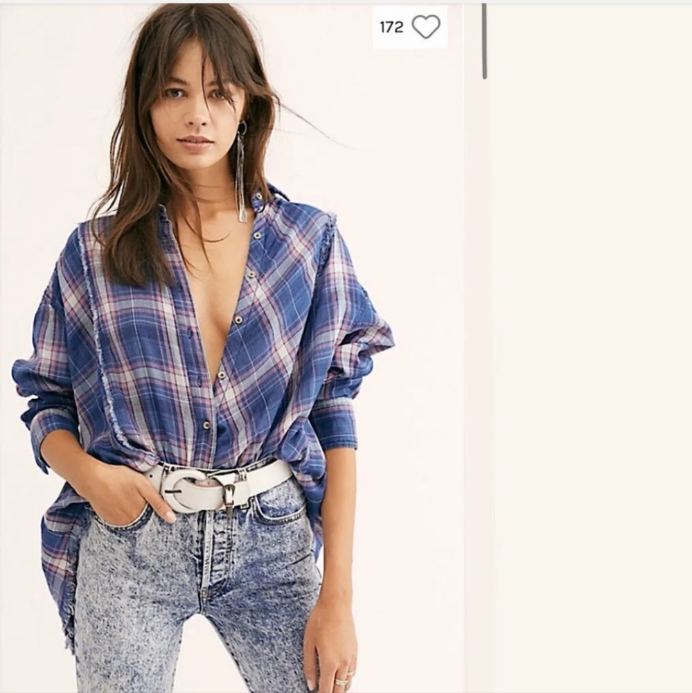 Free People We The Free Seeking Starlight Plaid Shirt Size Small